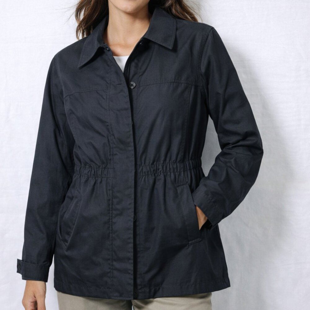 Lands’ End Black Zip-Up Jacket‎ | Smocked Waist | Women’s Medium